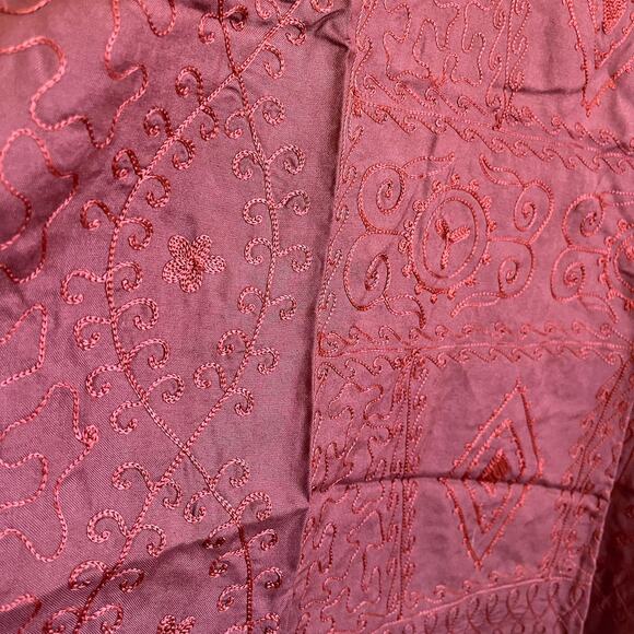 Lagenlook Boho Womens Tunic Shirt Size 26/28 Brown Embroidered Artsy India - Picture 7 of 9